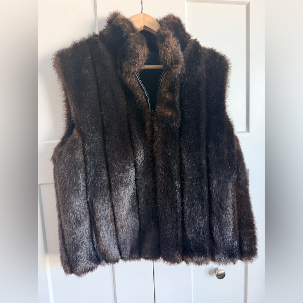 90s Giacca Reversible Faux Fur Brown Vest